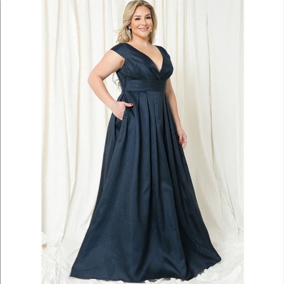 Dresses & Skirts - Navy Taffeta Ballgown